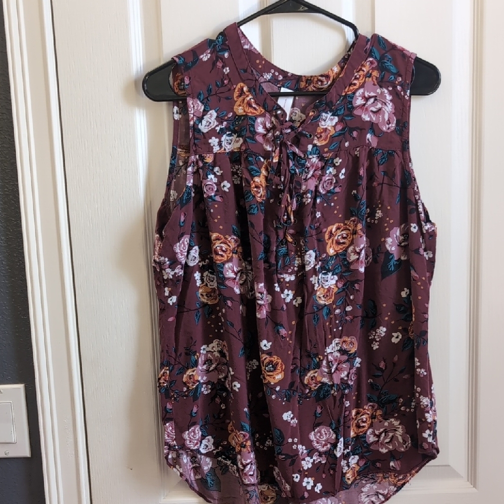 Floral Sleeveless Top - Purple